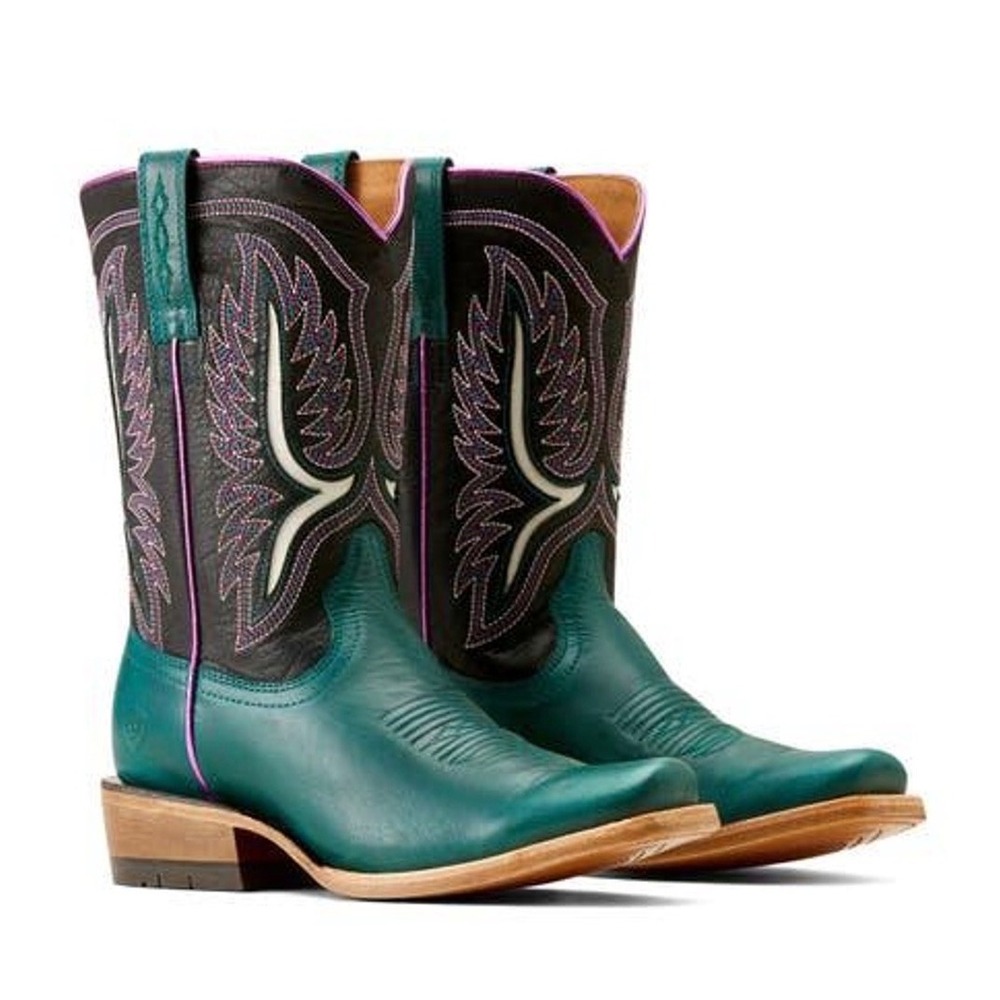Ariat Futurity Colt Narrow Cutter Toe Western Boots Teal Black Pink 10051019 7B
